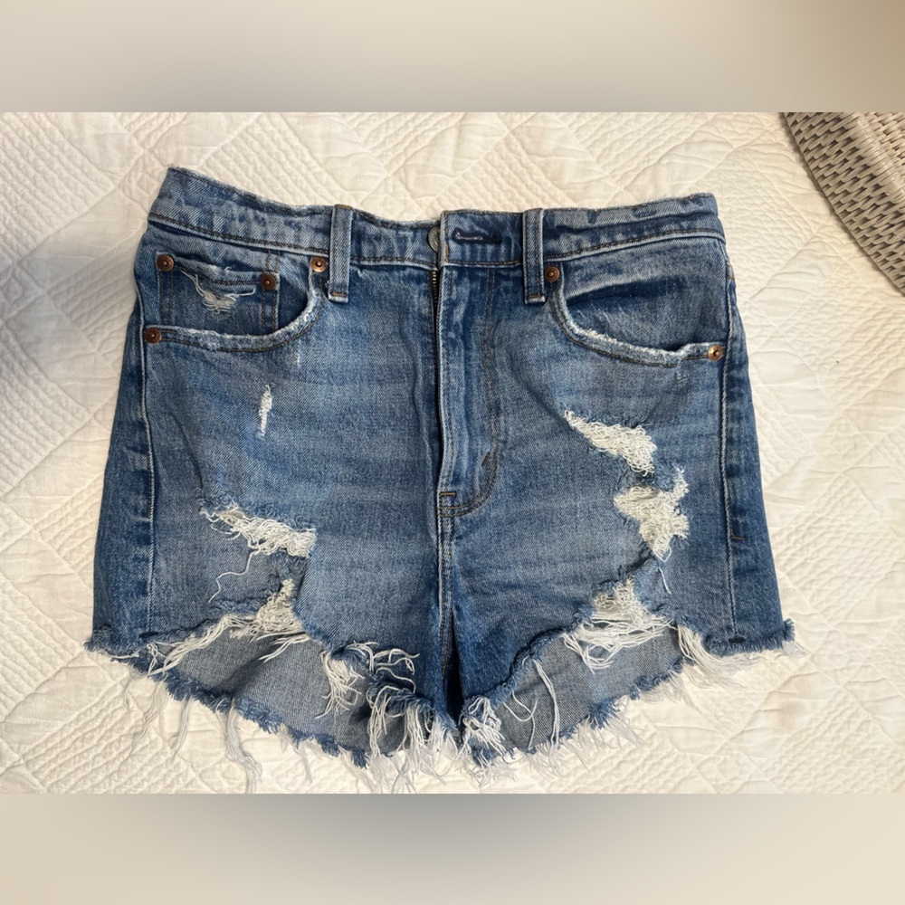 Distressed Blue Jean Shorts